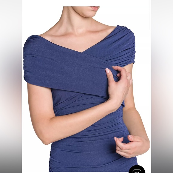 Giorgio Armani Ruched Jersey Midi-Dres - blue - Picture 6 of 7